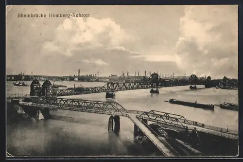 AK Homberg-Ruhrort, Blick auf die Rheinbrücke