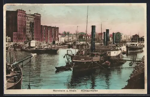 AK Mannheim a. Rhein, Mühlau-Hafen