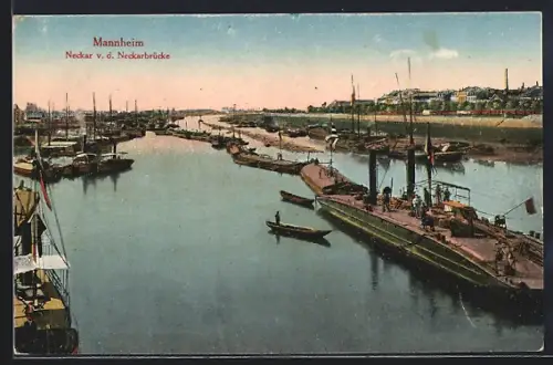 AK Mannheim, Neckar v. d. Neckarbrücke