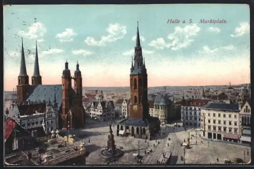 AK Halle a. S., Partie am Marktplatz