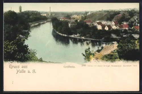 AK Halle a. S., Flusspartie der Saale