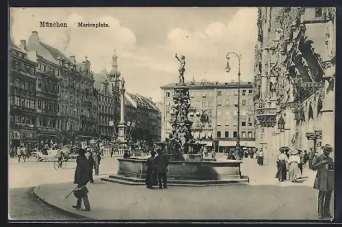 AK München, Partie am Marienplatz