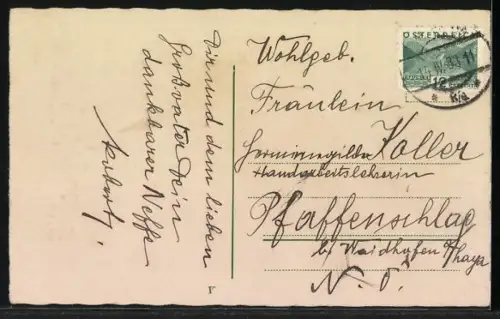 AK Osterküken in einer Eierschale mit Schleide, Weidenkätzchen