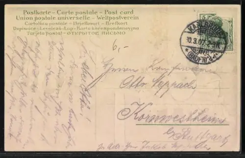 Präge-AK Kinder sitzen mit Ostereiern auf einer Wippe, Ostergruss