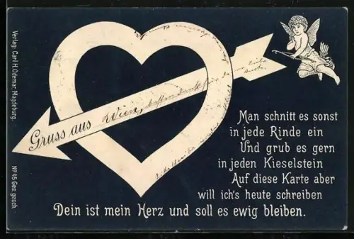 AK Amor schiesst Pfeil durch ein Herz