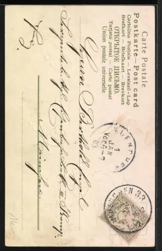 Präge-AK Kleeblatt mit Jahreszahl 1903 zum Neujahr