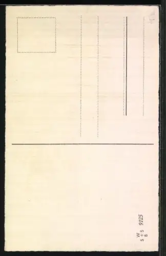AK Kleiner Schornsteinfeger und Schwein laufen eine verschneite Strasse entlang, Neujahrsgruss