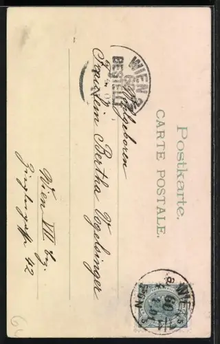 AK Schwebender Osterengel mit weisser Lilie in den Händen