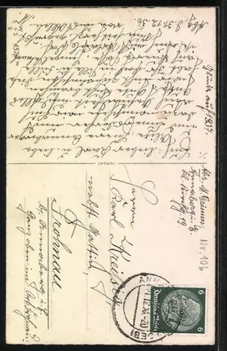 AK Hufeisen mit Kleeblättern und Neujahrsgruss