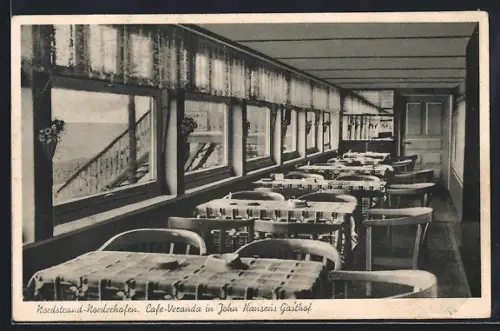 AK Nordstrand-Norderhafen, Café-Veranda in John Hansens Gasthof