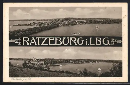AK Ratzeburg i. Lbg., Gesamtansichten mit See aus der Vogelschau
