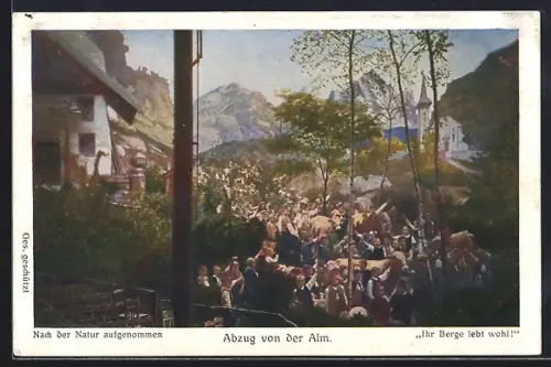 Künstler-AK Oetigheim, Volksschauspiel, Abzug von der Alm