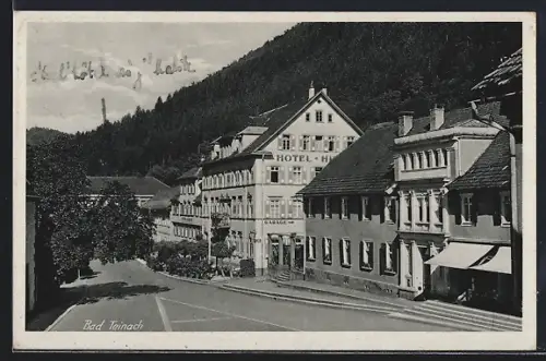 AK Bad Teinach, Strassenpartie mit Hotel zum Hirsch