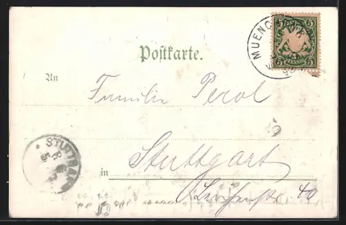 AK München, Karlsplatz mit Strassenbahn aus der Vogelschau