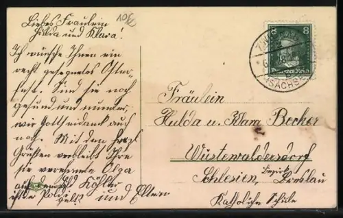 AK Dackel und Osterküken mit Zweig, Ostergruss