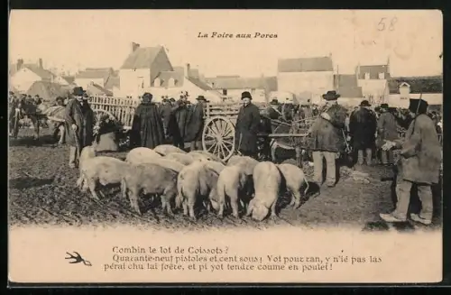 AK La Foire aux Porcs, Szene auf dem Schweinemarkt