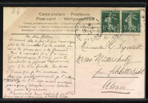 Präge-AK Huhn mit Küken und Eiern vor der Hühnerleiter, Ostergruss