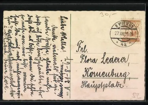 AK Knabe versucht ein Schwein zu dressieren, Neujahrsgruss