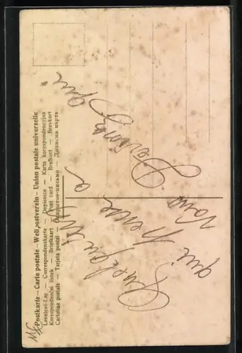 AK Huhn mit Ostereiern, Ostergruss