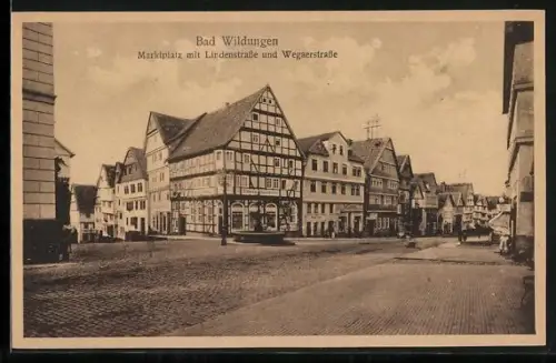 AK Bad Wildungen, Marktplatz, Lindenstrasse, Wegaerstrasse