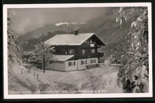 AK Mittenwald a. d. Isar, Alm-Wirtschaft am Gletscherschliff