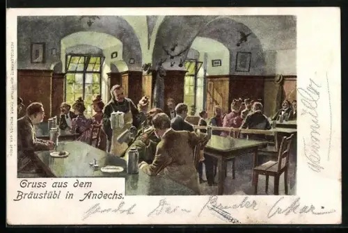 AK Andechs, Bräustübl, Innenansicht, Gäste