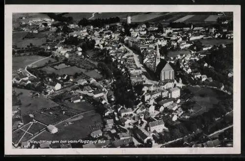 AK Neuötting am Inn, Ortsansicht vom Flugzeug aus