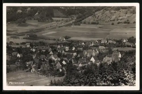 AK Förrenbach, Ortsansicht mit Kirche und umliegender Landschaft