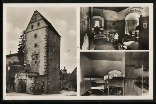 AK Schwäbisch Hall, Jugendherberge, Turm, Schlafsaal, Speiseraum