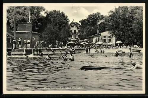 AK Unterschondorf am Ammersee, Strandbad, See-Restaurant, Café Forster