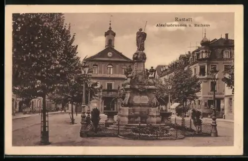 AK Rastatt, Alexiusbrunnen, Rathaus