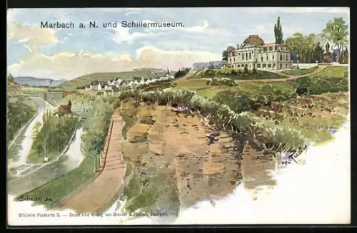 Künstler-AK Marbach a. N., Schillermuseum
