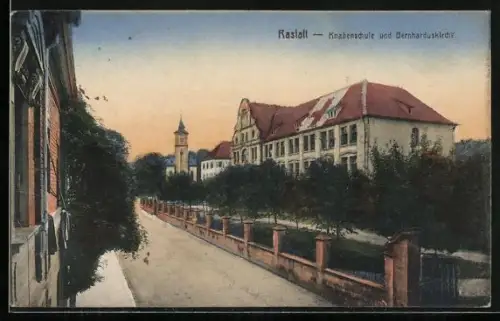 AK Rastatt, Knabenschule, Bernharduskirche