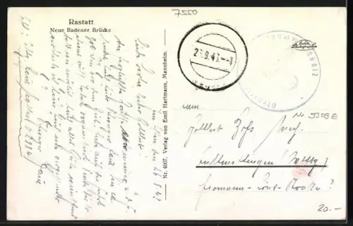 AK Rastatt, Neue Badener Brücke