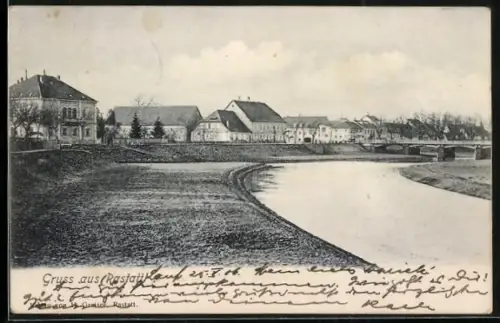 AK Rastatt, Flussufer, Brücke