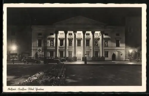 AK Dessau, Kaffee Altes Theater bei Nacht