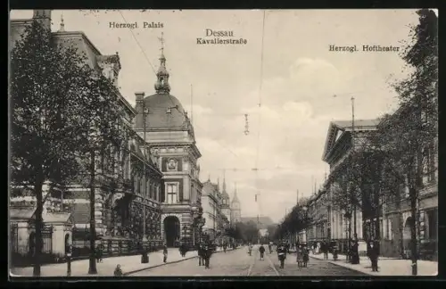 AK Dessau, Kavalierstrasse, Herzogl. Palais, Herzogl. Hoftheater