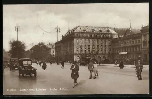 AK Berlin, Unter den Linden, Hotel Adlon