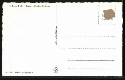AK Rastatt i. B., Badener-Strassen-Siedlung