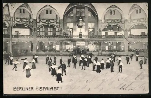 AK Berlin-Schöneberg, Berliner Eispalast, Eislaufhalle, Innenansicht