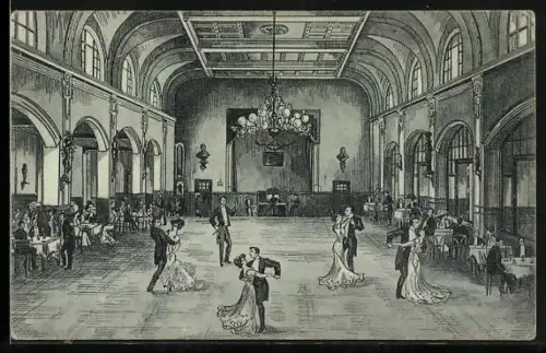 Künstler-AK Berlin-Schlachtensee, Neue Fischerhütte, Tanzsaal, Inh. Arnold Müller
