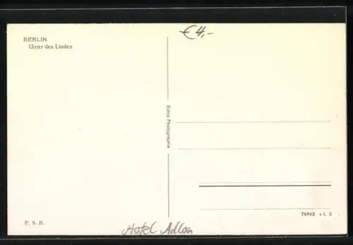 AK Berlin, Unter den Linden, Hotel Adlon, Strassenszene