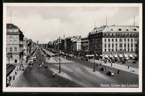 AK Berlin, Unter den Linden, Strassenszene, Hotel Adlon