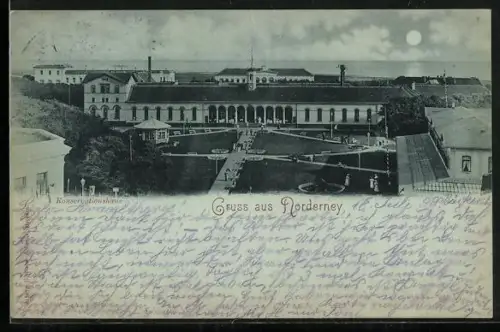 Mondschein-AK Norderney, Konversationshaus