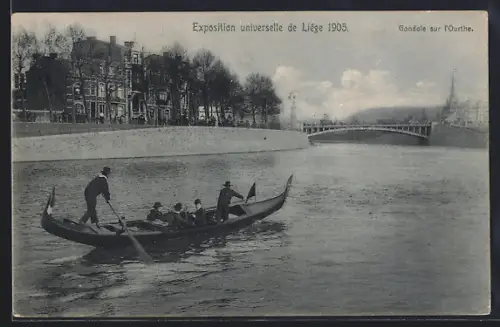 AK Liége, Exposition universelle 1905, Gondole sur l`Ourthe