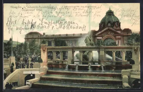 AK Düsseldorf, Gewerbe- u. Industrie-Ausstellung 1902, Betonanlage vor dem Kunstpalast