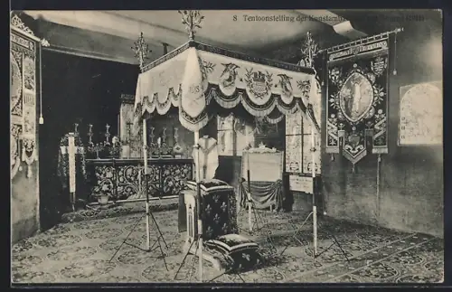 AK Bruges, Exposition des Métiers d`art 1911, Ausstellungsraum mit Baldachin und Altar