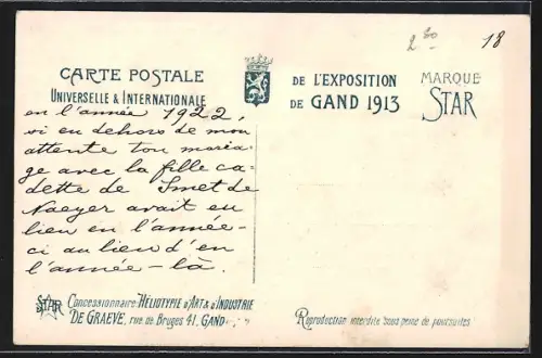 AK Gand, Exposition Universelle 1913, La Section Anglaise