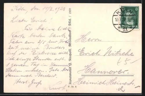 AK Köln a. Rh., Internationale Presse-Ausstellung, Vorderseite