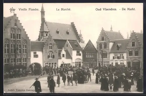 AK Gand, Exposition Universelle 1913, Vieille Flandre, Le Marché